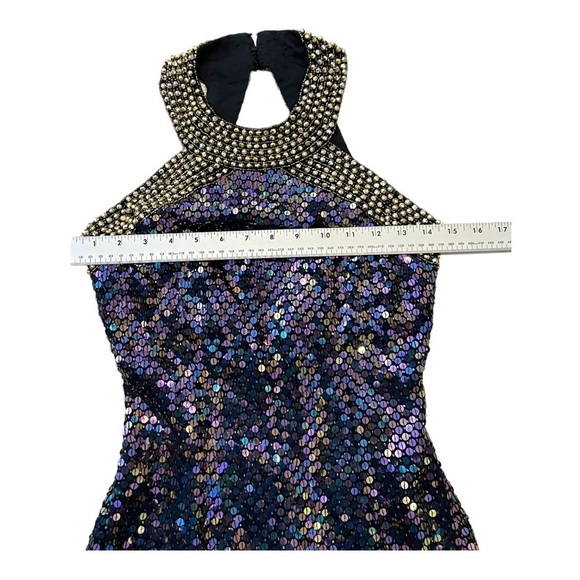 Oleg Cassini Vintage Sequin Beaded Backless Evening Dress 4 - Picture 9 of 13